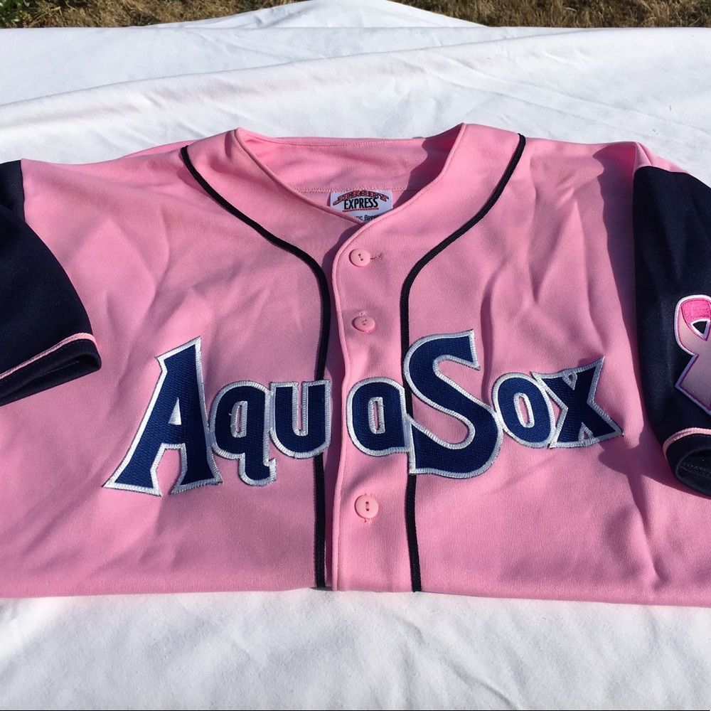 โพ๏ธ2006 Aquasox Steven Baron signed Jersey breastcancer awareness - Picture 6 of 15